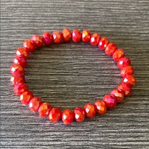 Elegant Red Orange crystal Beaded Bracelet